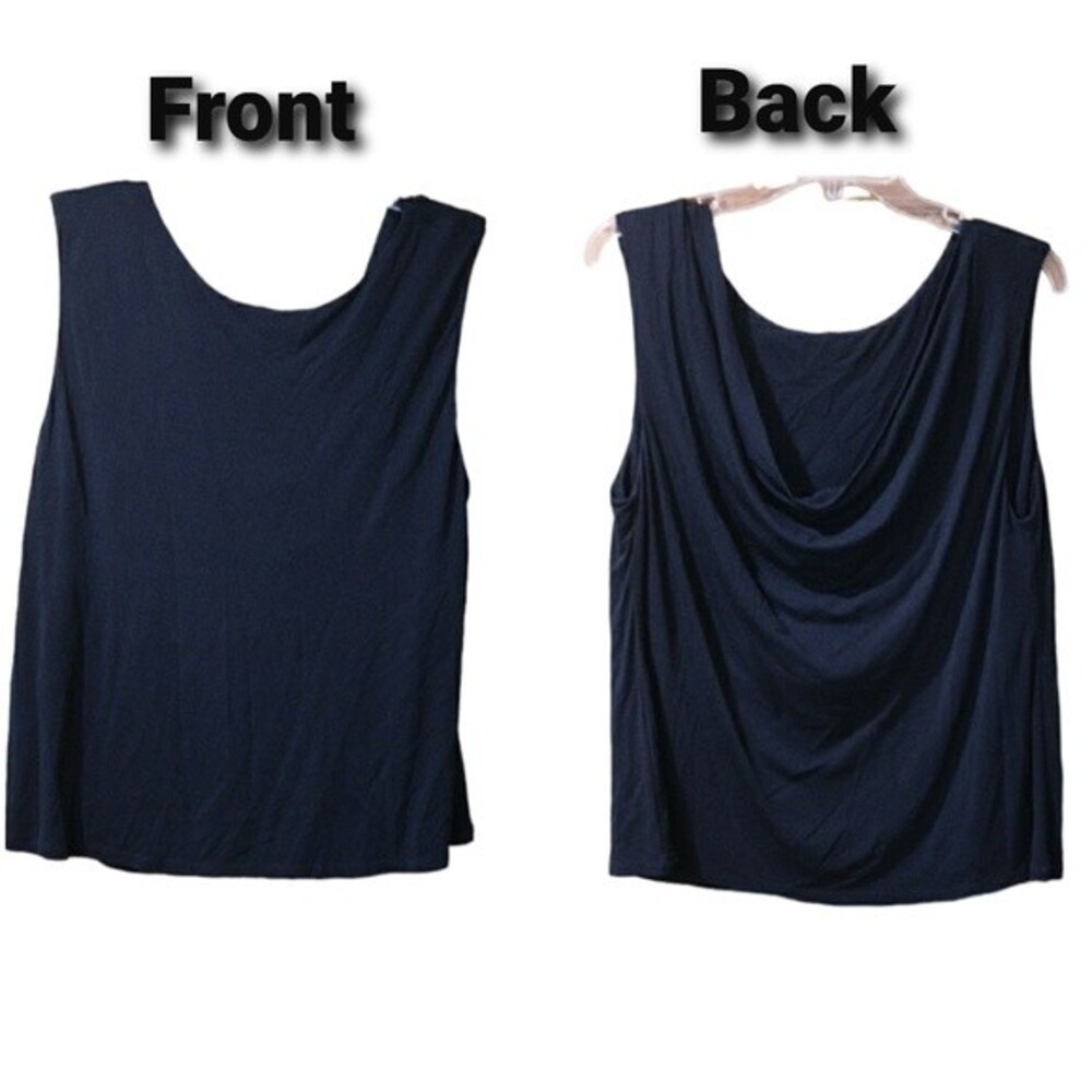 Eileen Fisher Black Silk Waterfall Back Top LG
